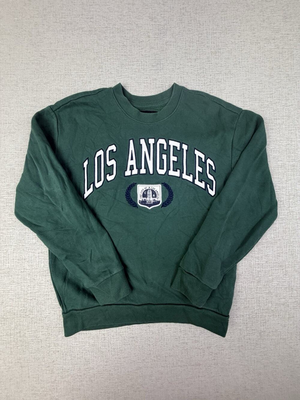 Hollister Los Angeles Sweatshirt Mens Small Green Relaxed Fit Crewneck Pullover